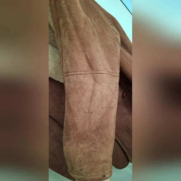 Hide society canada genuine sheepskin coat  sz 10 has stains Chocolate Brown - Picture 5 of 13